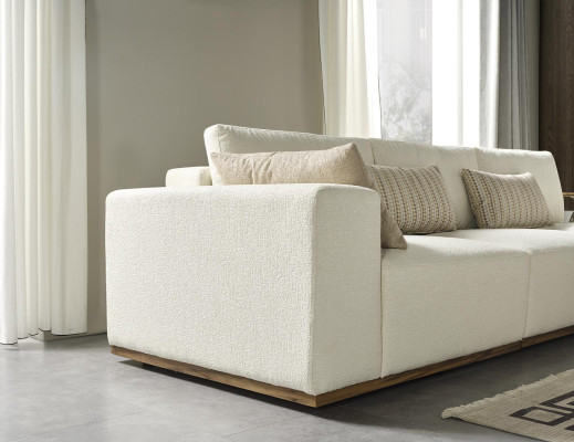 Balta moderna stūra dīvāna L-formas mīkstā sofa luksusa mēbelēm dzīvojamā istabā