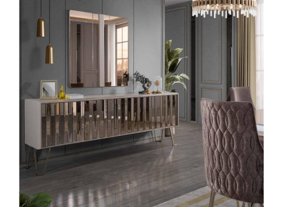 Luksusa piederumi ar spoguli eleganta smilšu krāsa komoda Moderna mēbeļu dizains Jauns