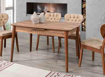Beidziet elite iekārtotu ēdamzonu komplektu 4 krēsli Chesterfield jaunums