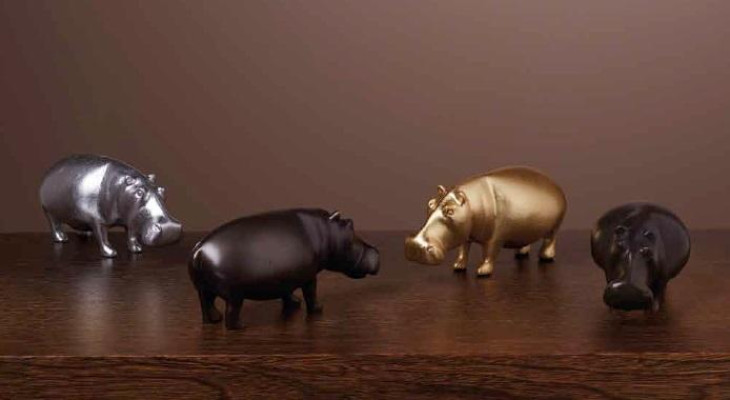 Messingas Hippo Nilpferdētais Statuja Mājas Dekors Zelta krāsā Figūra jauna Dzīvojamā istaba