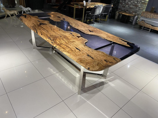 ēdamgalds ētsteis epoksīda sveķi virtuves galds ēdamzonas galds galds 240 cm koksne brūns