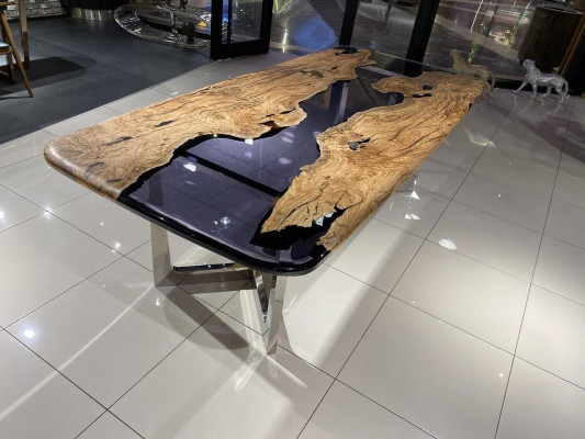 ēdamgalds ētsteis epoksīda sveķi virtuves galds ēdamzonas galds galds 240 cm koksne brūns