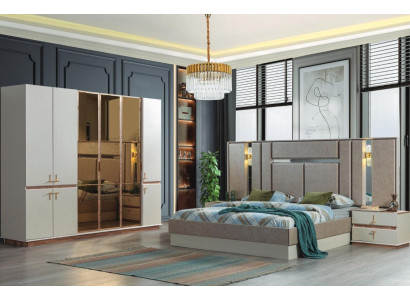 Dizainera gultas palodze koka skapī Luxurious naktspats Skaļuma kopums.