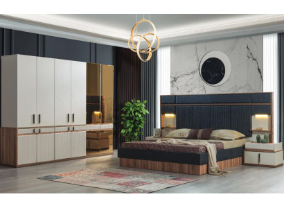Mēbeles Luxury gulta 2x nakts skapji ģērbtuve guļamistabas komplekts