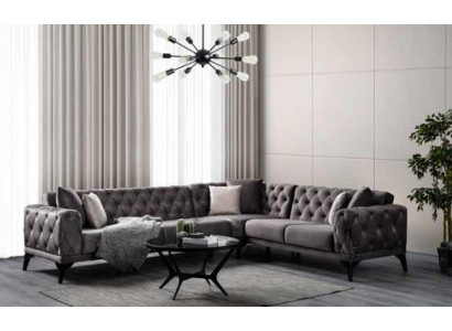 Mūsdienīga sofa Stūra sofa Tekstila dzīvojamā istaba Mēbeles Sofa L formas Pelēka Luksuss Jauna
