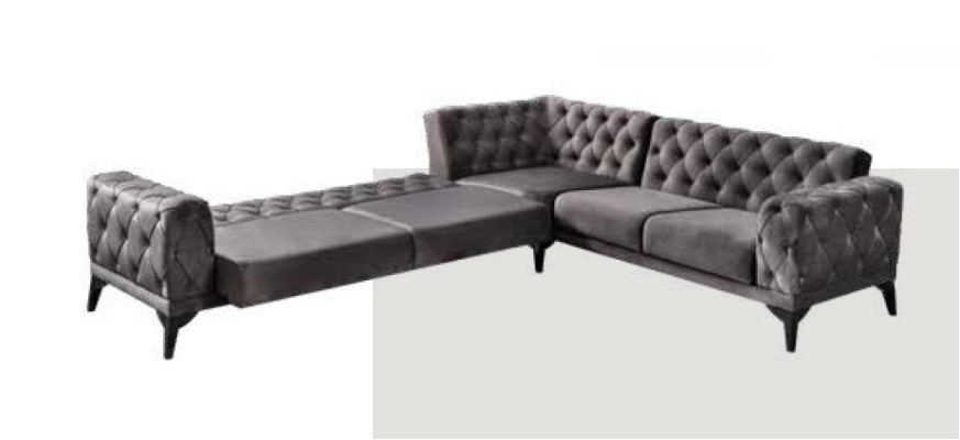 Mūsdienīga sofa Stūra sofa Tekstila dzīvojamā istaba Mēbeles Sofa L formas Pelēka Luksuss Jauna