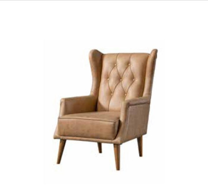 Krēsls no mākslīgās ādas mēbeles Klasiskais krēsls Chesterfield krāsā beige ērts krēsls