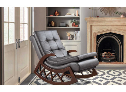 Izklaidīga pelēka šūpuļkrēsla dzīvojamā istaba atpūtas mēbeles ar koka karkasu - jauna.