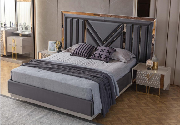 Melns nerūsējošā tērauda divguļamais gultas izmērs ekskluzīvi guļamistabas mēbeles nakts skapīši