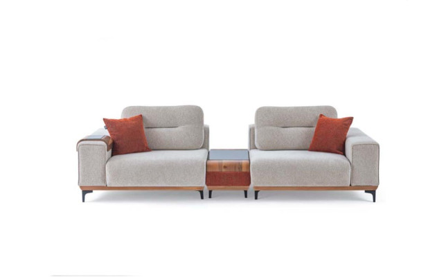 Stilīgs 3-vietīgais dīvāns ar iestrādātu galdinukstā. Design rooms mēbeles.