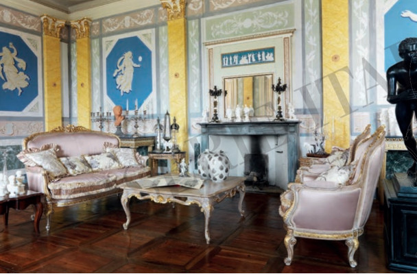 Sofa komplekts 2+1+1 dīvāni Garnitur Sessel Barock Stil Couch Gruppe Italien Möbel Neu