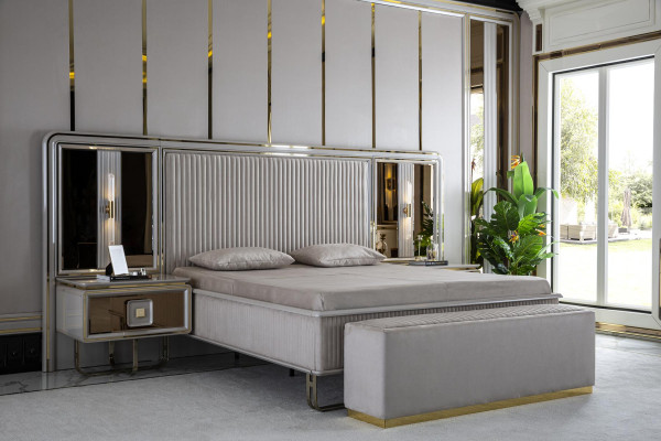 Sudraba izkapsēts Elegantus guļamistabas koka mēbeles Moderns dizains Skatsīgs.