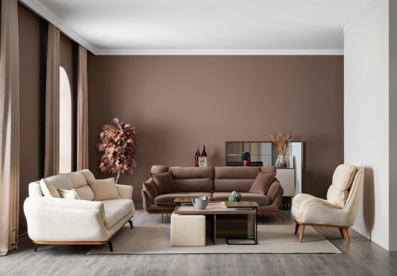 Sofas komplekts 3-vietīgais galds dizains pārklājums modernas 4 gabali