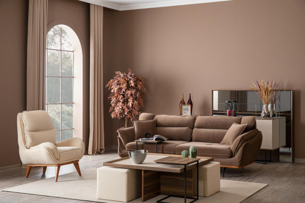 Sofas komplekts 3-vietīgais galds dizains pārklājums modernas 4 gabali