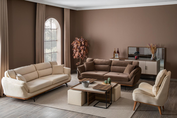 Sofas komplekts 3-vietīgais galds dizains pārklājums modernas 4 gabali