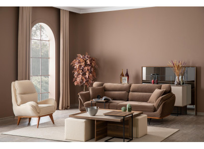Dzīvojamā istaba Sofa komplekts 3 vietām Dīvāngalds Dīvāns Komplekts dizains Moderns