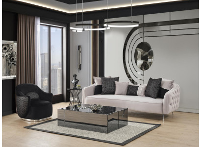 Sofasēžu komplekts 3-vietīgs galds komplektā dizaina 3 gabalos dzīvojamai istabai