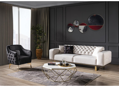 Sofagarnitur Sofa 31 Sitzer Sessel Möbel Luxus Design neu weiße Farbe   Dīvāngarnitūra Dīvāns 31 sēdvietu krēsls Mēbeles Luksusa dizains Jauns baltā krāsā