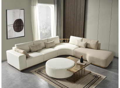 Stūra sofa, galds, atpūtas krēsls, dzīvojamā istaba, mēbeles, dīvāns, 3 gabali