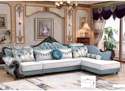 Klasiskā tekstila dīvāns Chesterfield stūraudā Istabas stūra dīvāns Polster Sofa