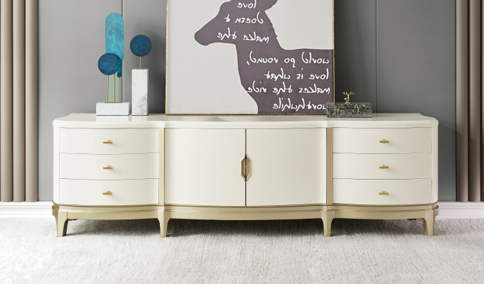 Sideboard skapis plaukts Mēbeles koka skapis Balts Sideboard Komoda