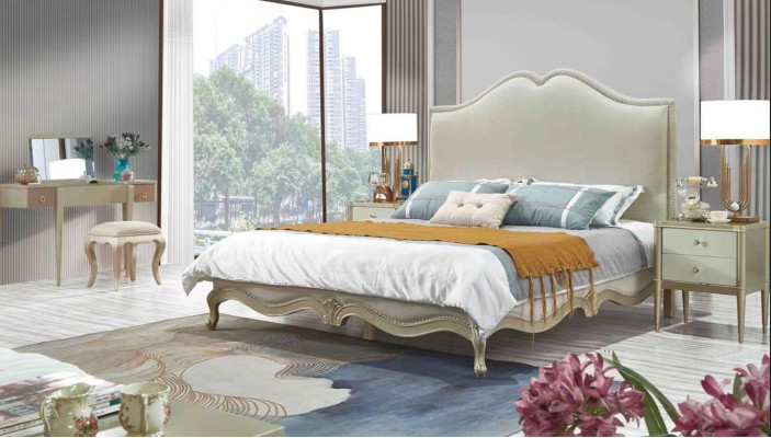 Klasiskais guļamistabas komplekts - gulta + 2x nakts skapis baroks rokoko gultas.