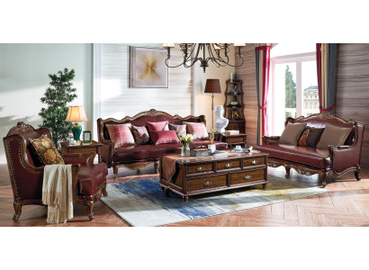Sofas komplekts 3+2+1 sēdvietas Kanapes komplekts koloniālais mēbeles brūns