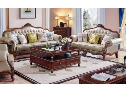 Sofas 3+2 vietas mākslīgā ādas čības dīvānu galdi.