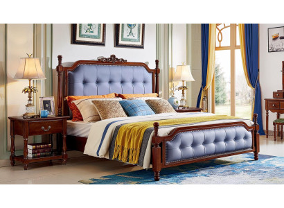 Gulta luksusa guļamistabā divguļamā gulta koka polsterēts gultas rāmis Chesterfield.