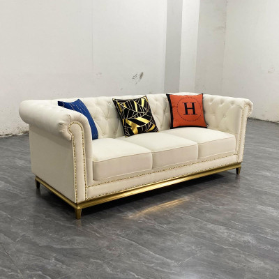 Chesterfield tekstila dīvāns ar 3 sēdvietām, dīvāns, polsteris, jauns