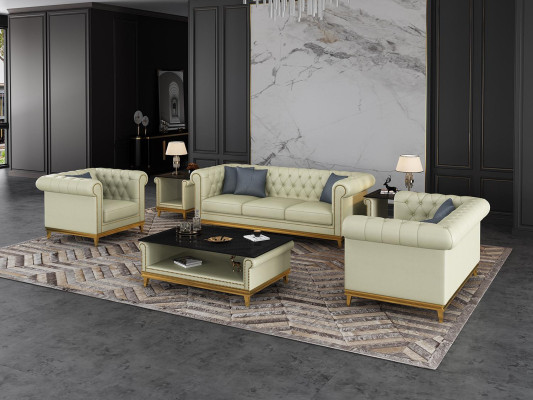 Chesterfield dīvāns komplekts mēbeles 3+2+1 ādas dīvāns 3 gab.