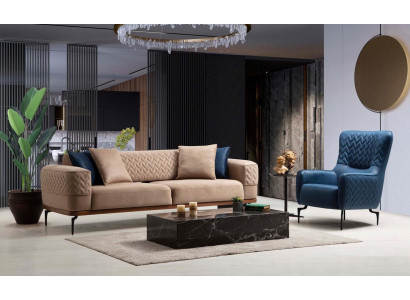 Sofagarnitūra Sofa Luxury Garnitūra Dīvāns Krēsls 3+1 vietnes Moderns komplekts dizaina grupa