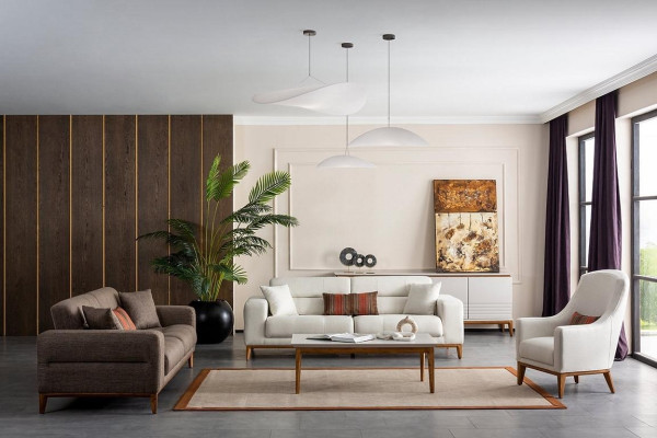 Sofagarnitūra Sofa Luxus 2x dīvāns 3 vietām moderns 1 vietas dīvāns 3 daļu moderns komplekts