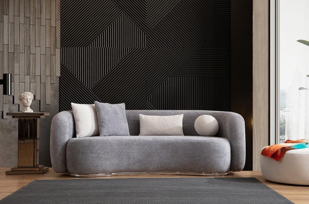 Dīvāns 4 sēdvietām Polster sofa pelēka audums Sēdeklis dizaina audums Moderns dīvāns dīvāni