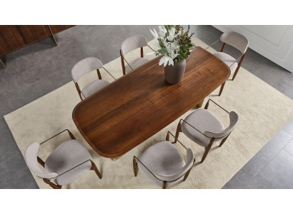 Mūsdienīgs ēdamistabas komplekts sastāv no ēdamgalds un 6x krēsli Brūns 7 gab.