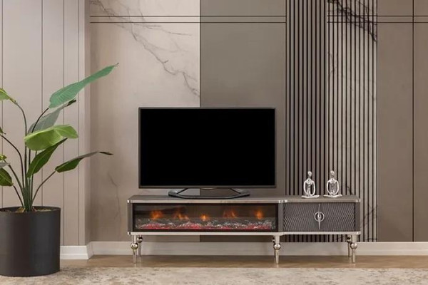 TV stikls Kamīns Metāls Koks MDF šķiedra Luxusmöbel новый Bāls RTV