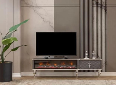 TV stikls Kamīns Metāls Koks MDF šķiedra Luxusmöbel новый Bāls RTV