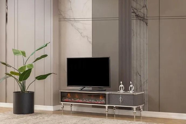 TV stikls Kamīns Metāls Koks MDF šķiedra Luxusmöbel новый Bāls RTV