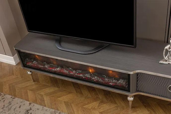 TV stikls Kamīns Metāls Koks MDF šķiedra Luxusmöbel новый Bāls RTV