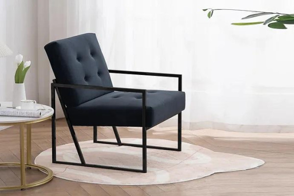 Ērtā melnā krēsla New Textile Metall augstas kvalitātes materiāli