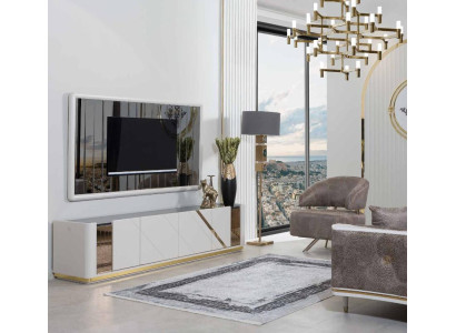 Mūsdienīgs dzīvojamais istabas mēbeļu dizains Televizora statīvs Luxurious TV rāmis 2 gabali