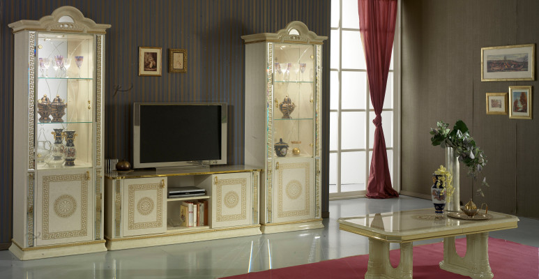 Klasiskais siena viesistabas skapis Sideboard 2x vitrīnas Sideboard Lowboard