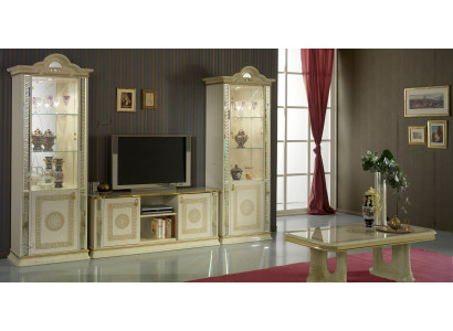Klasiskais siena viesistabas skapis Sideboard 2x vitrīnas Sideboard Lowboard
