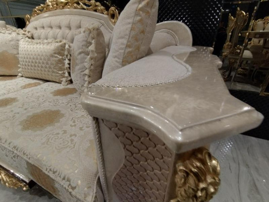 Luksusa mēbelu komplekts ar 3+3 sēdvietām, auduma dizainera Chesterfield sofa 2x3 sēdvietas jauna