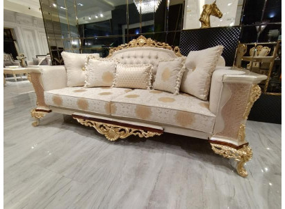 Luksusa mēbelu komplekts ar 3+3 sēdvietām, auduma dizainera Chesterfield sofa 2x3 sēdvietas jauna