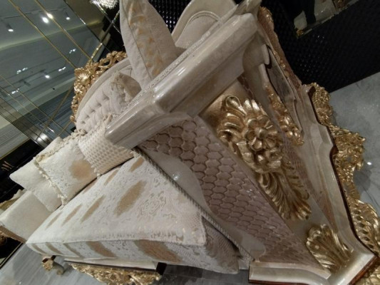 Luksusa mēbelu komplekts ar 3+3 sēdvietām, auduma dizainera Chesterfield sofa 2x3 sēdvietas jauna