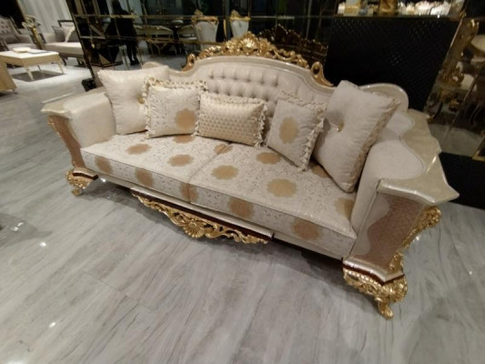 Luksusa mēbelu komplekts ar 3+3 sēdvietām, auduma dizainera Chesterfield sofa 2x3 sēdvietas jauna