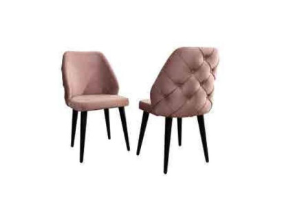 Koka polsterēts krēsls bēšā krāsā atpakaļ Chesterfield melnās kājas ēdamistaba