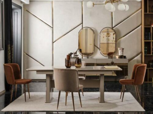 Pilns komplektējamais ēdamzāles komplekts 6 krēsli Ēdamzāles komplekts Ēdamzālē koka svella galds 7 gab.