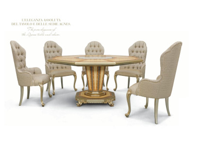 Dining set Dining room Dining corner Dining table Chair Set of 6 pieces Wood Luxury Beige